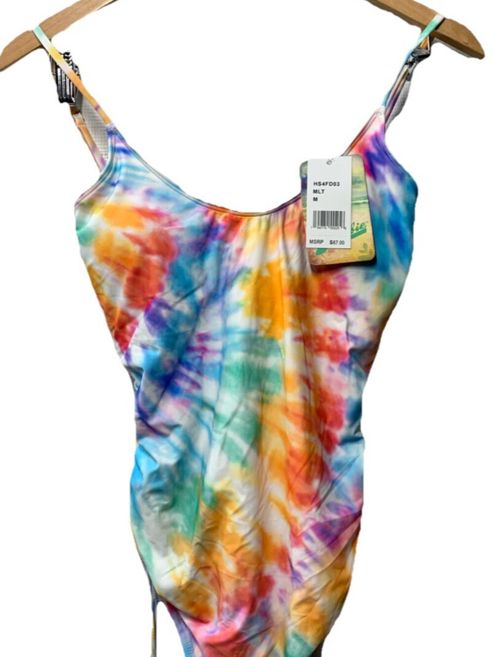 Hobie Women's Side Shirred One Piece Swimsuit One Piece Swimsuit Tie-Dye Size M